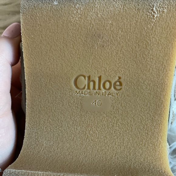 Chloe Gray Suede Leather Studded Round-Toe Slip On Wooden Sole Clog Mules Sz 40 - Picture 9 of 12